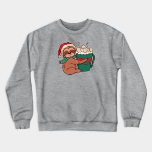 Merry Slothmas // Christmas Sloth with Hot Cocoa Crewneck Sweatshirt